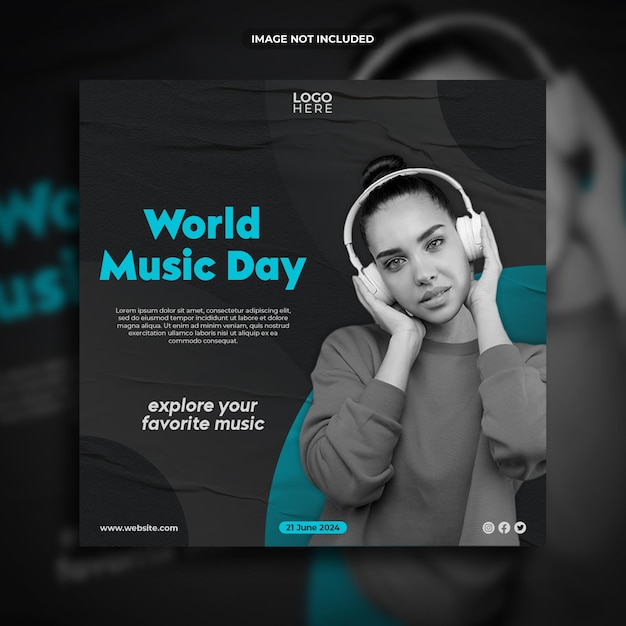 Design de modelo de postagem de mídia social do dia mundial da música