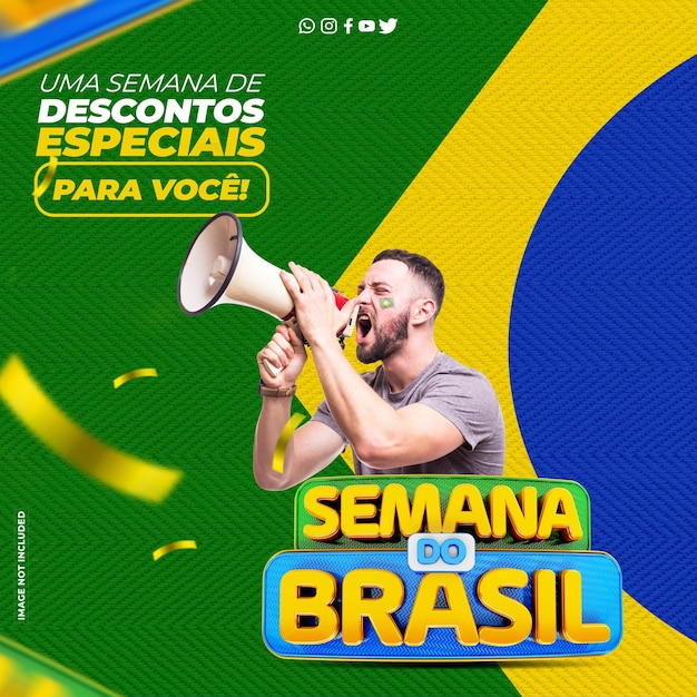 Design de modelo de postagem de mídia social semana do brasil semana do brasil