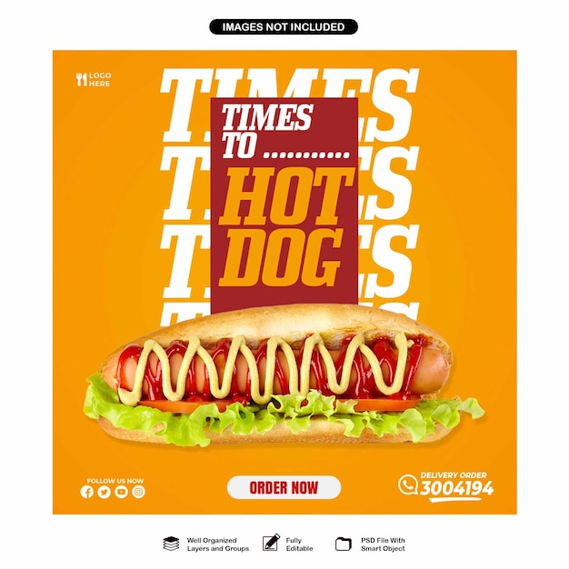 Design de modelo de postagem de mídia social sobre alimentos