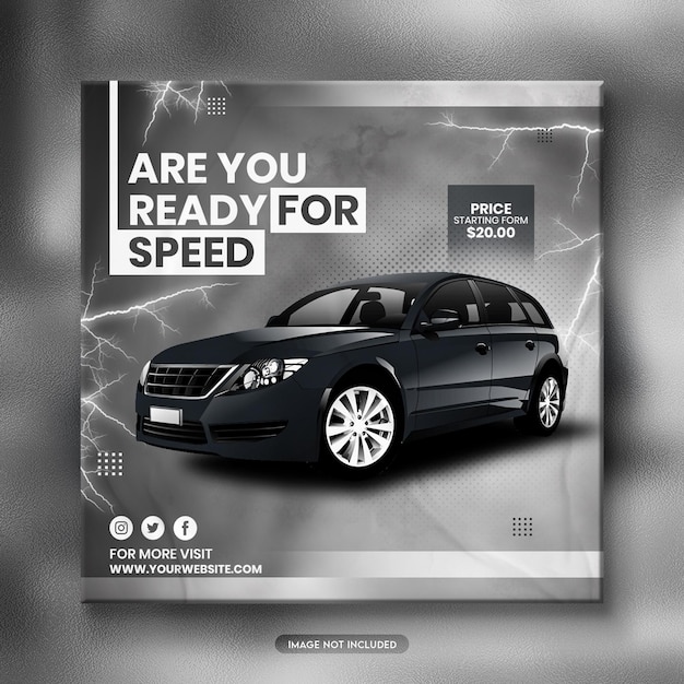 Design de modelo de postagem de promoção de mídia social para aluguel de carro