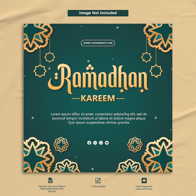 Design de modelo de postagem de saudação de ramadhan kareem para instagram