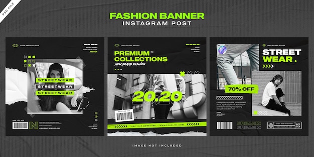 PSD design de modelo de postagem do instagram de moda