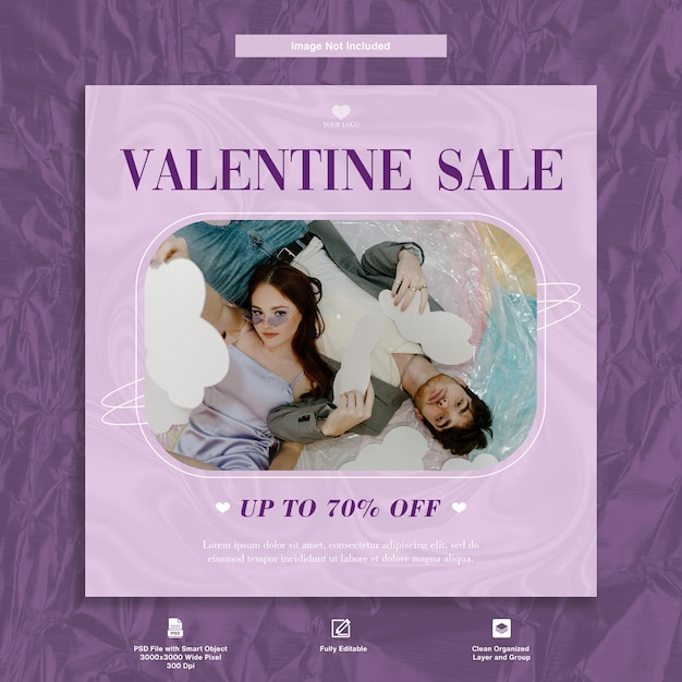 Design de modelo de postagem do instagram de produto de moda de promoção de venda de dia dos namorados