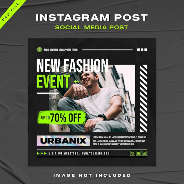 Design de modelo de postagem do Instagram de venda de moda urbana urbana