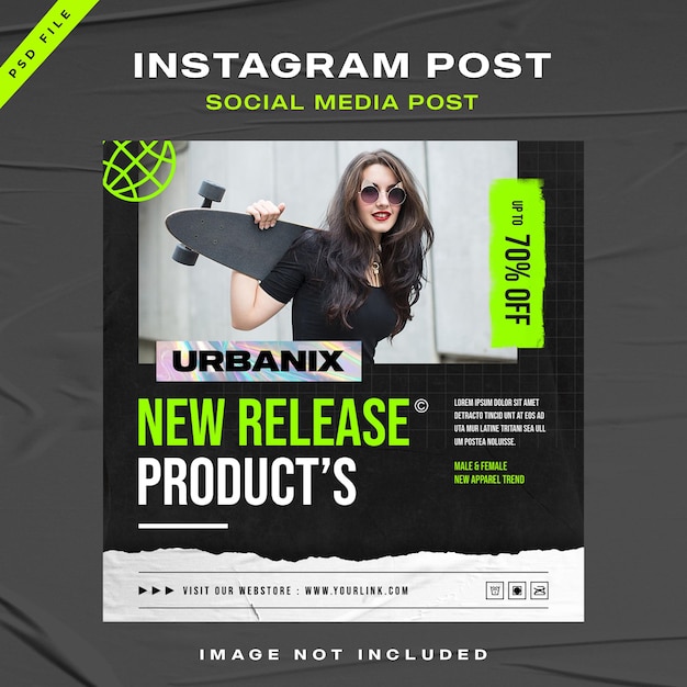 Design de modelo de postagem do Instagram de venda de moda urbana urbana