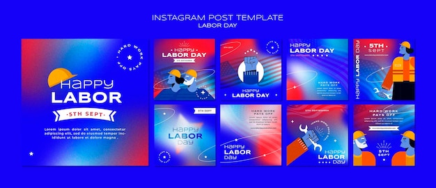 PSD design de modelo de postagem do instagram do dia do trabalho