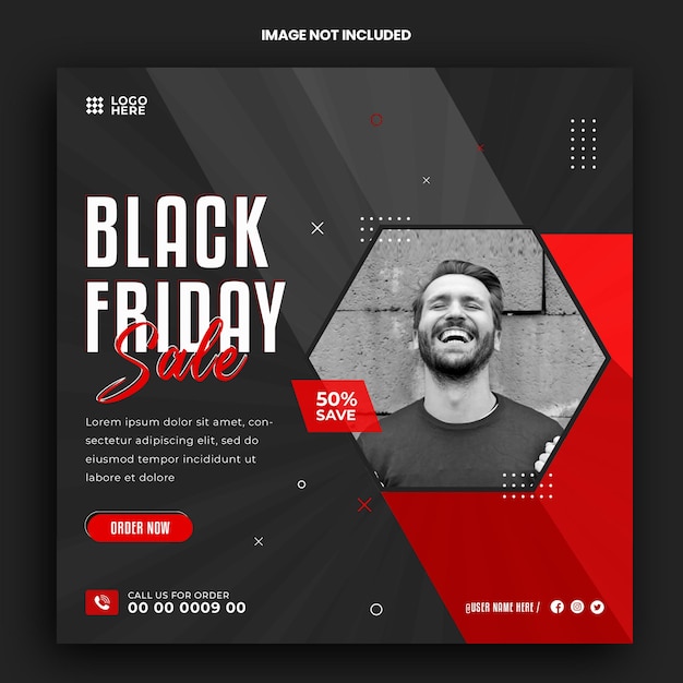 PSD design de modelo de postagem promocional de mídia social da black friday