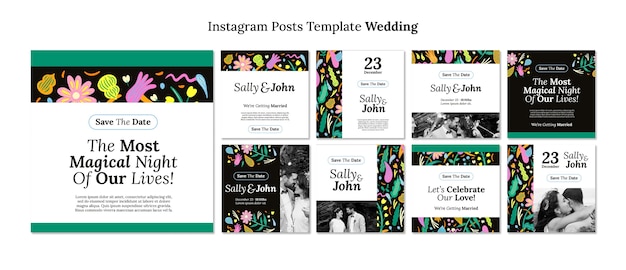 Design de modelo de postagens de instagram de casamento floral