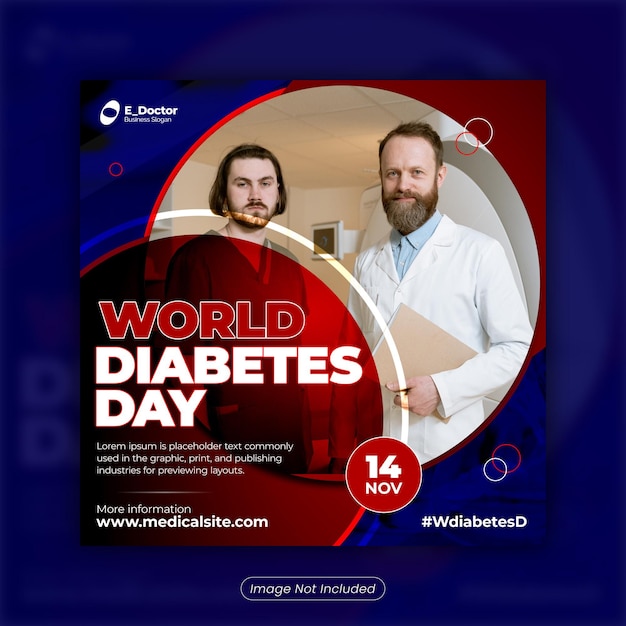 PSD design de modelo de postagens de mídia social do dia mundial do diabetes