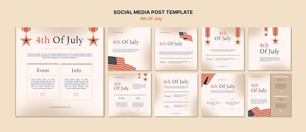 PSD design de modelo de postagens do instagram de 4 de julho