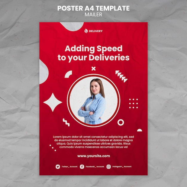 PSD design de modelo de pôster mailer