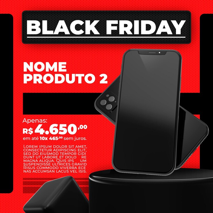 PSD design de modelo de renderização 3d para mídia social post black friday para campanha de marketing