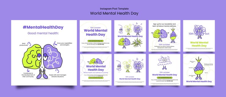 PSD design de modelo do dia mundial da saúde mental