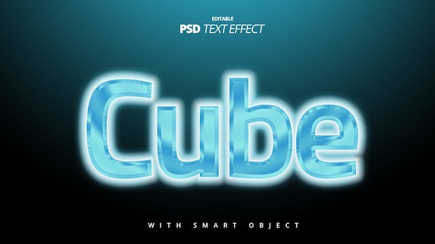 Design de modelo editável de efeito de texto 3d azul gelo cubo