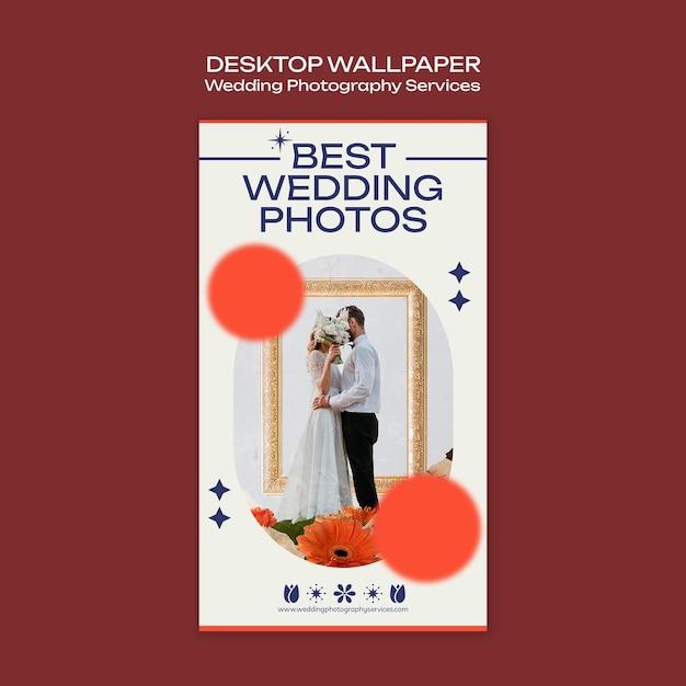 PSD design de modelos para serviços de fotografia de casamento