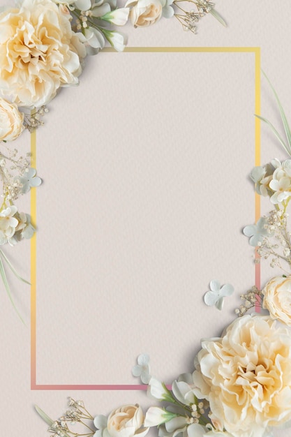 Design de moldura floral em flor em branco