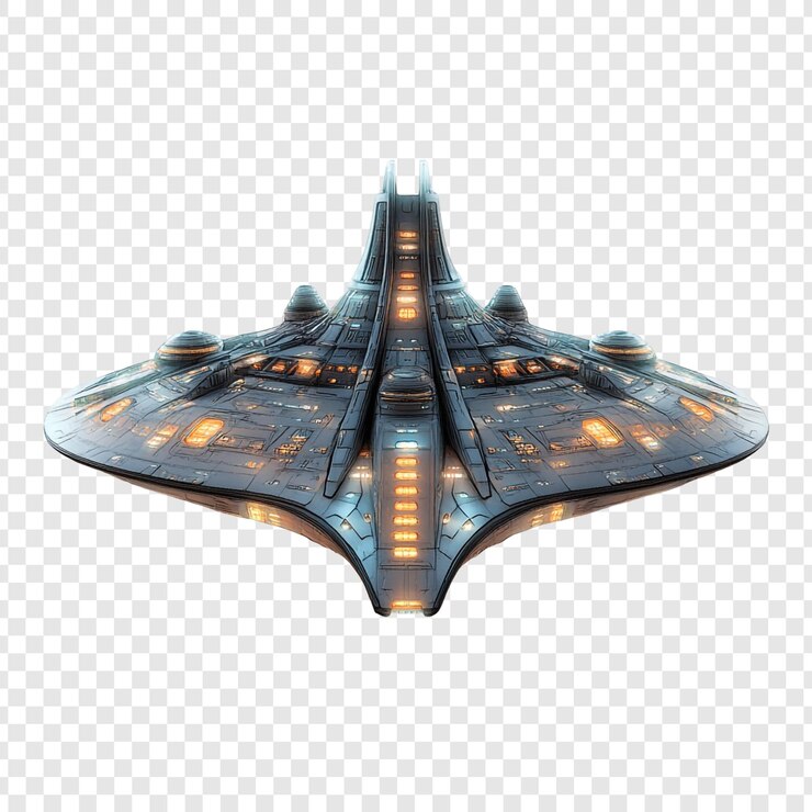 PSD design de nave espacial futurista uma renderização 3d de uma nave alienígena elegante e avançada