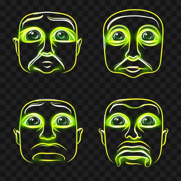 PSD design de neon de rosto com mão sobre boca icon emoji com surpreendido chocado clipart idea tatuagem