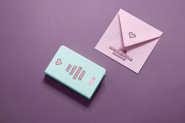 Design de notebook de merchandising de 8 bits