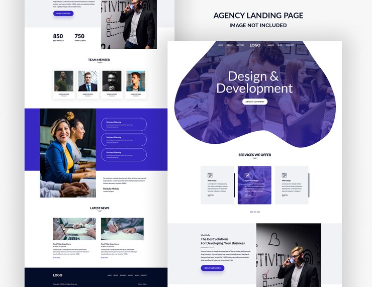 PSD design de página de site multiuso