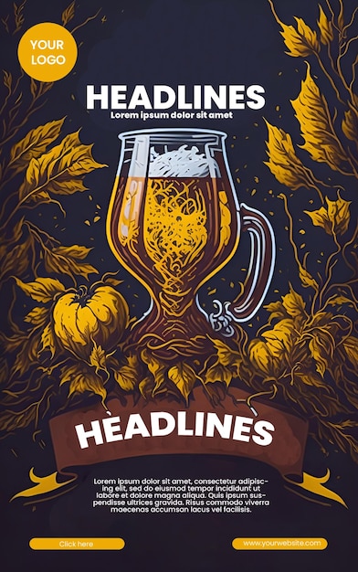 Design de panfleto com ilustração de cerveja