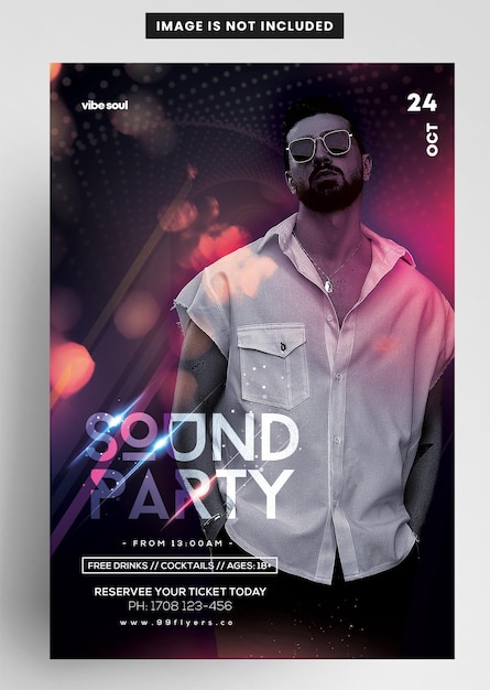 Design de panfletos de eventos da noite da festa de som