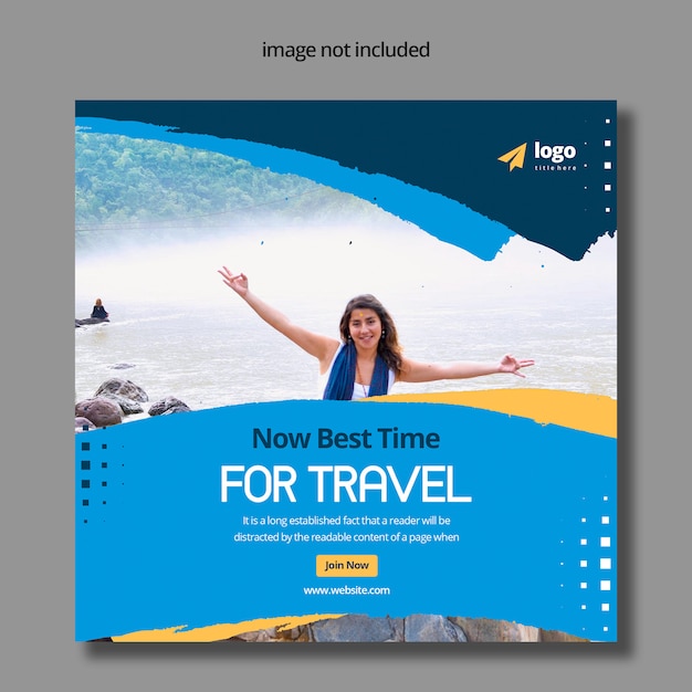 PSD design de post de mídia social premium para viagens