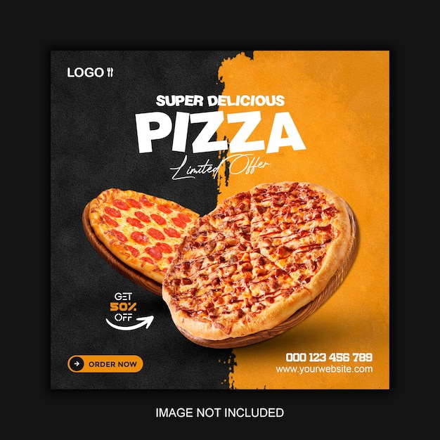 Design de postagem de banner de promoção de mídia social de pizza deliciosa