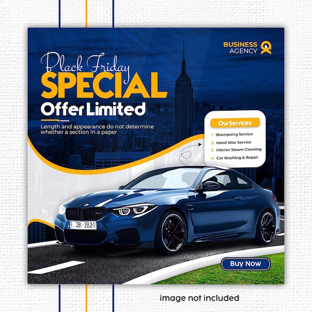 Design de postagem de carro especial para a Black Friday
