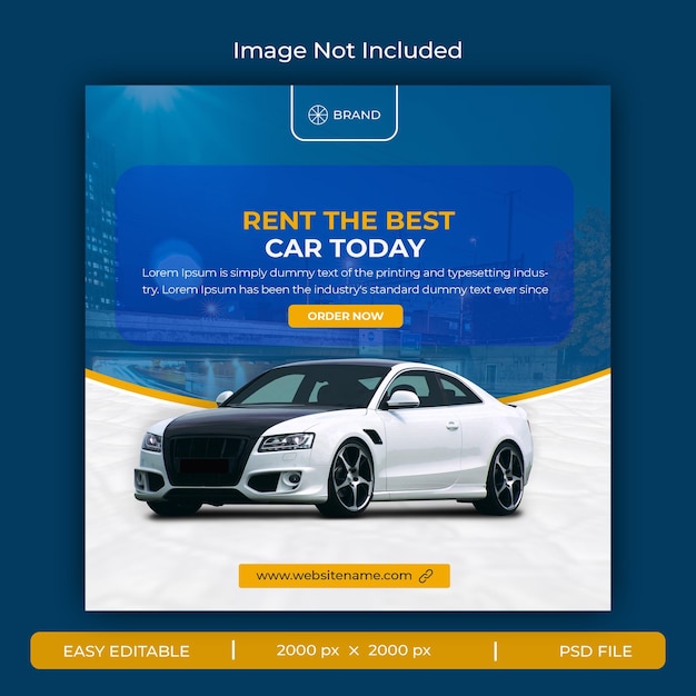 PSD design de postagem de mídia social de carro