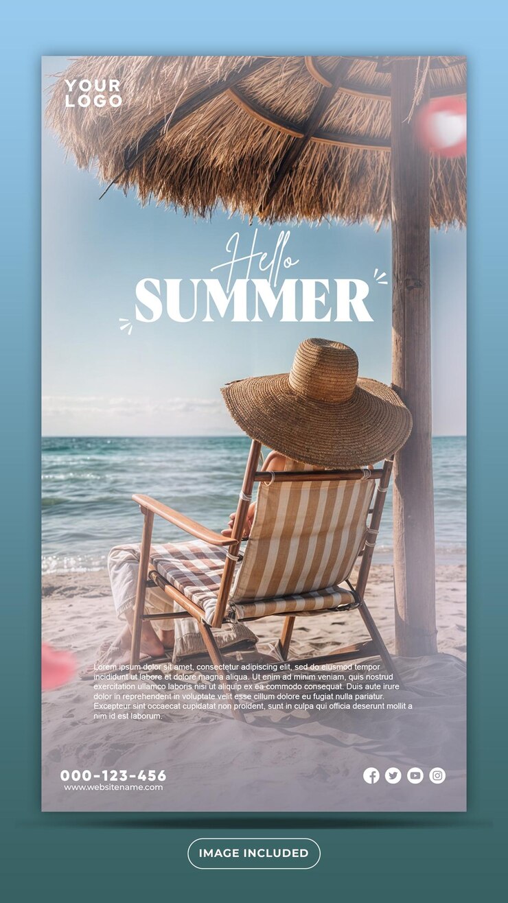 PSD design de postagem de mídia social para um dia de verão