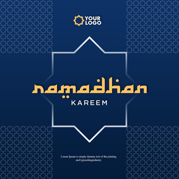 PSD design de postagem de mídia social ramadan kareem cor azul moderna simples
