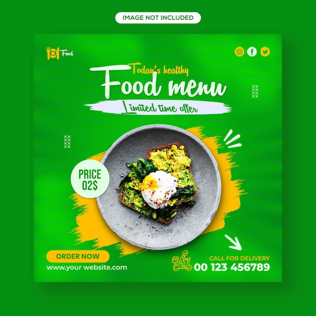 Design de postagem do Instagram de mídia social deliciosa de comida saudável de hoje