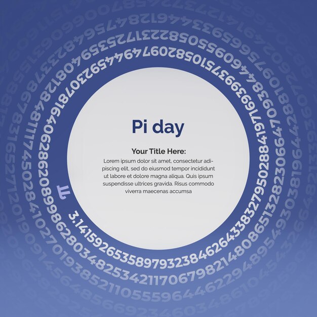 Design de postagem do Pi Day com efeito de texto redondo sobre fundo azul