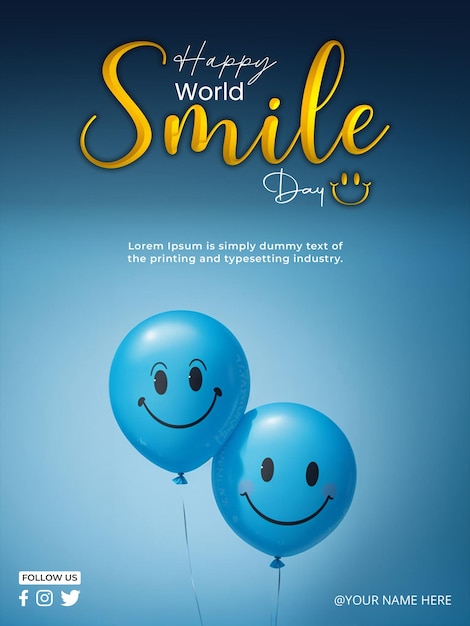 Design de postagem em mídia social do dia mundial do sorriso do psd