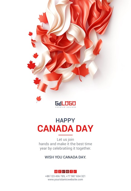 PSD design de postagem em mídia social para celebração do dia 3d do canadá