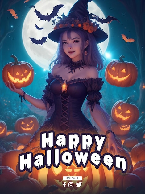 Design de pôster da festa de halloween em psd