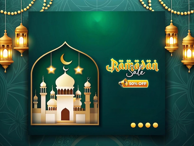 Design de Ramadan Kareem com modelo de lanterna decorativa