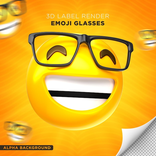 design de renderização 3d de rótulo de óculos emoji