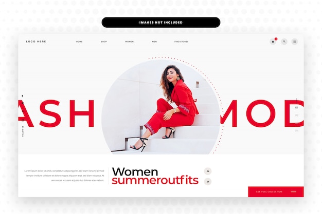 PSD design de site de moda feminina de verão