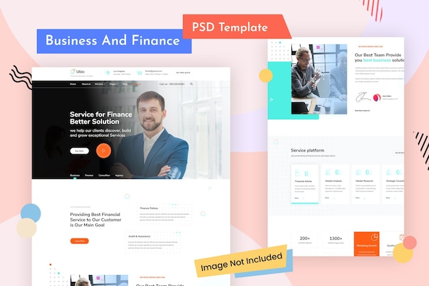 Design de site PSD de negócios digitais e finanças corporativas