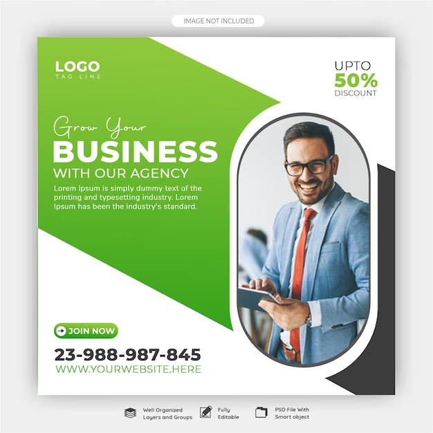 Design de template de post de instagram de marketing digital