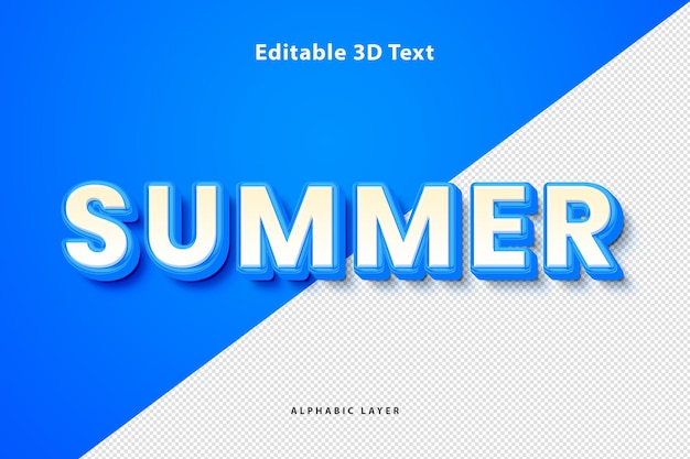 PSD design de texto com efeito 3d de verão