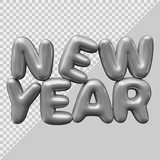 Design de texto de ano novo com estilo moderno 3d