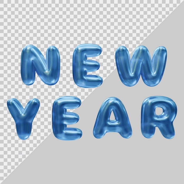 Design de texto de ano novo com estilo moderno 3d