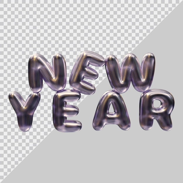 Design de texto de ano novo com estilo moderno 3d