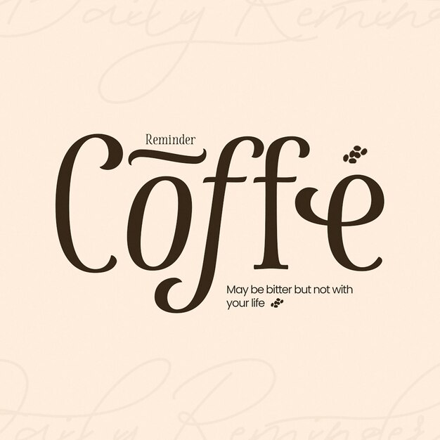 PSD design de tipografia de café psd para mídias sociais e modelo de postagem do instagram
