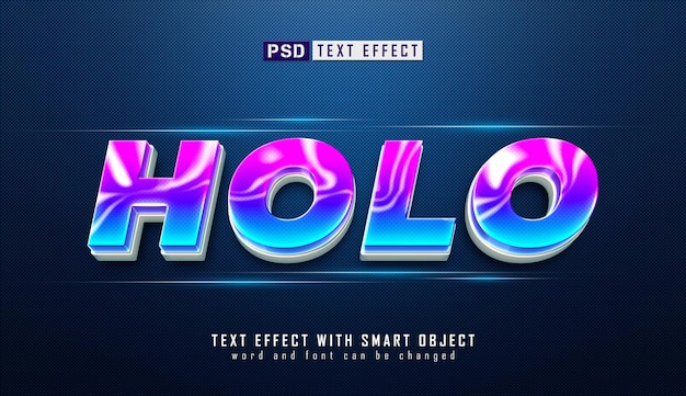Design de tipografia vibrante e futurista com efeito de texto holográfico