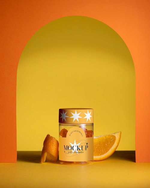 Design del mockup del barattolo di vitamina Jellybean