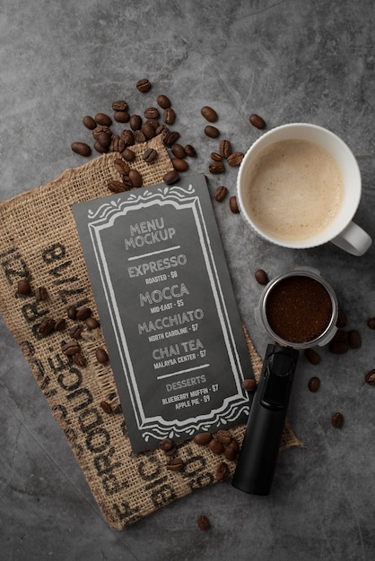 Design del mockup del menu del caffè
